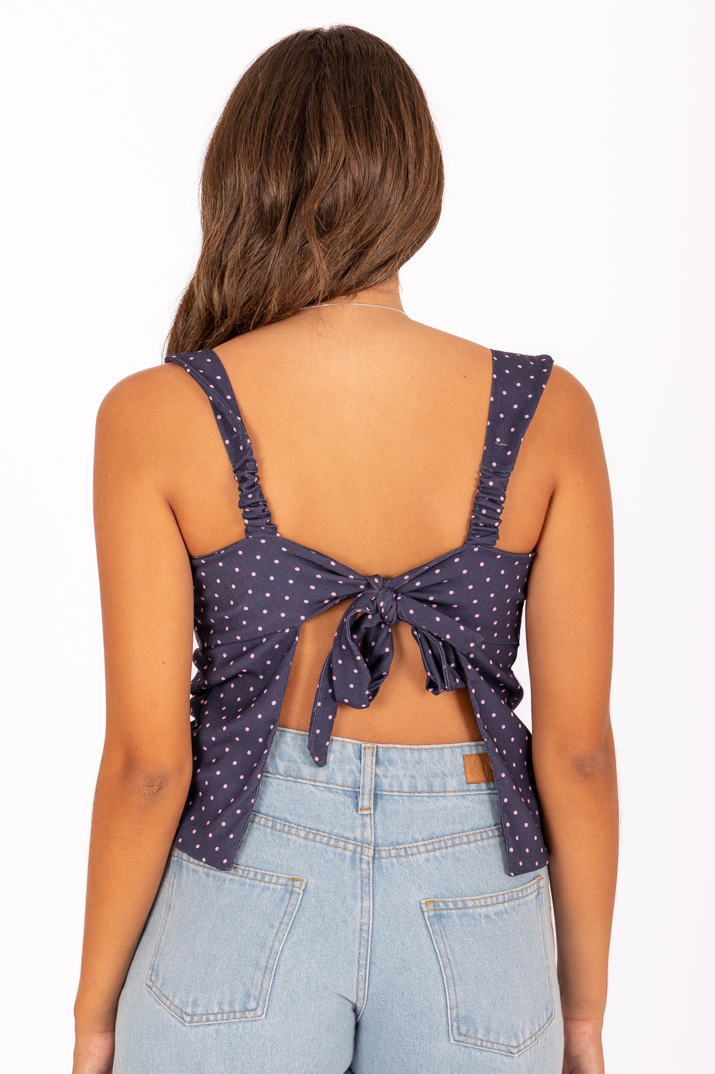Top lunares con lazo posterior