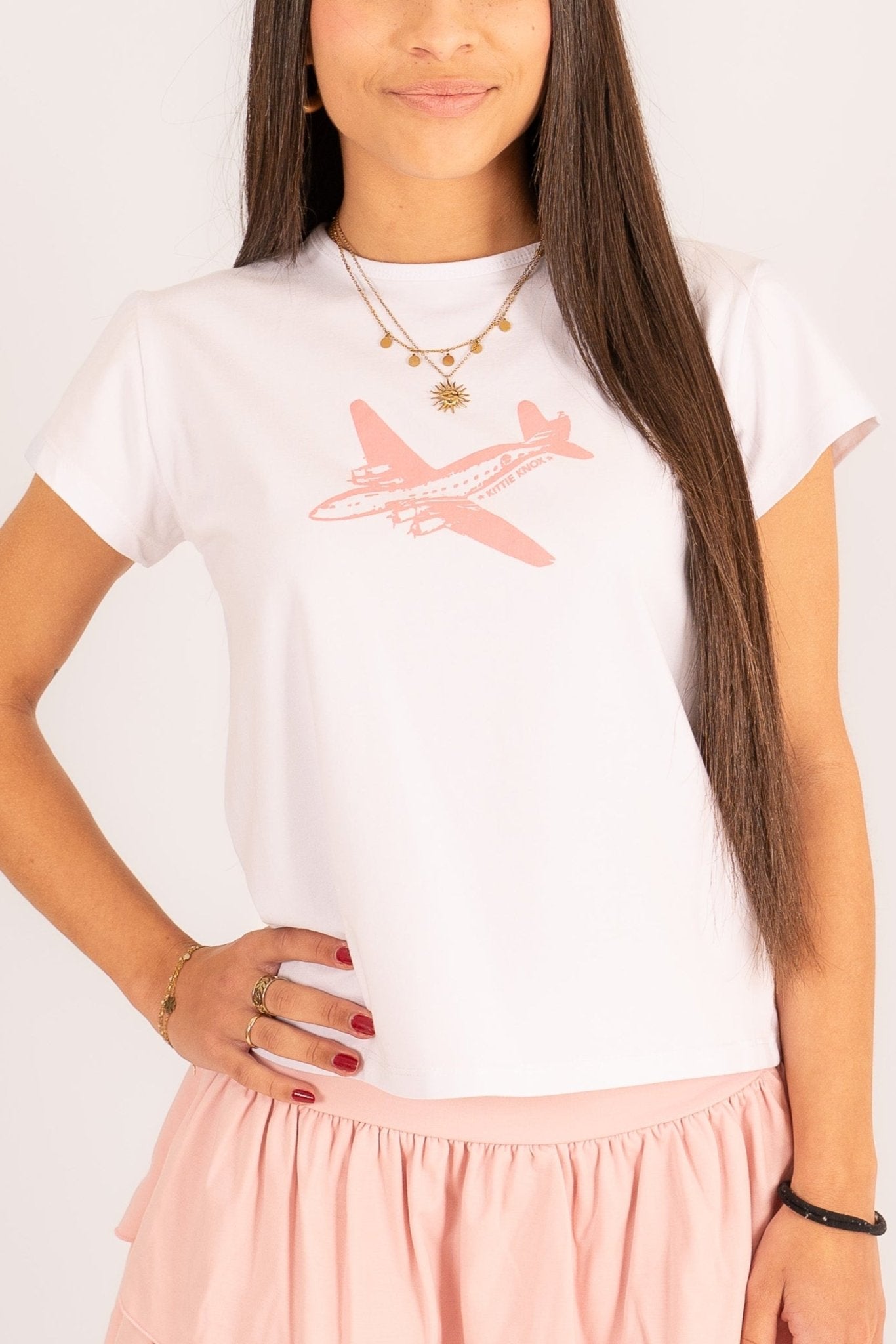 Camiseta avión vintage ajustada - Kittieknoxshop