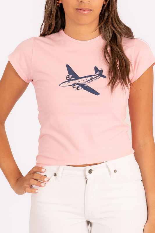 Camiseta avión vintage ajustada