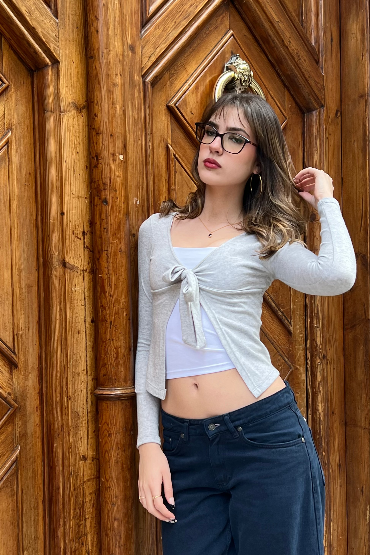 Top con lazo manga larga