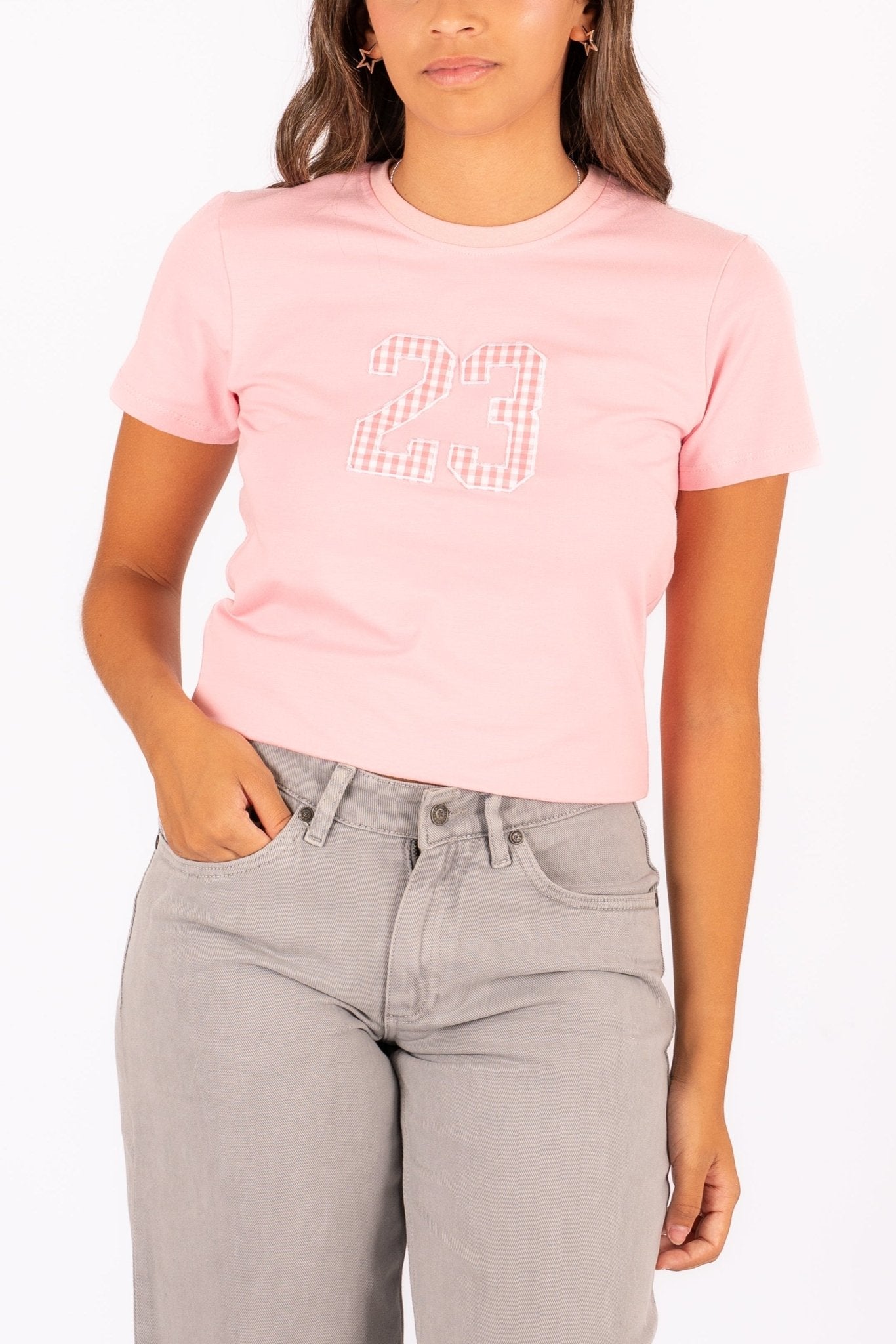 Camiseta 23 vichy bordado - Kittieknoxshop