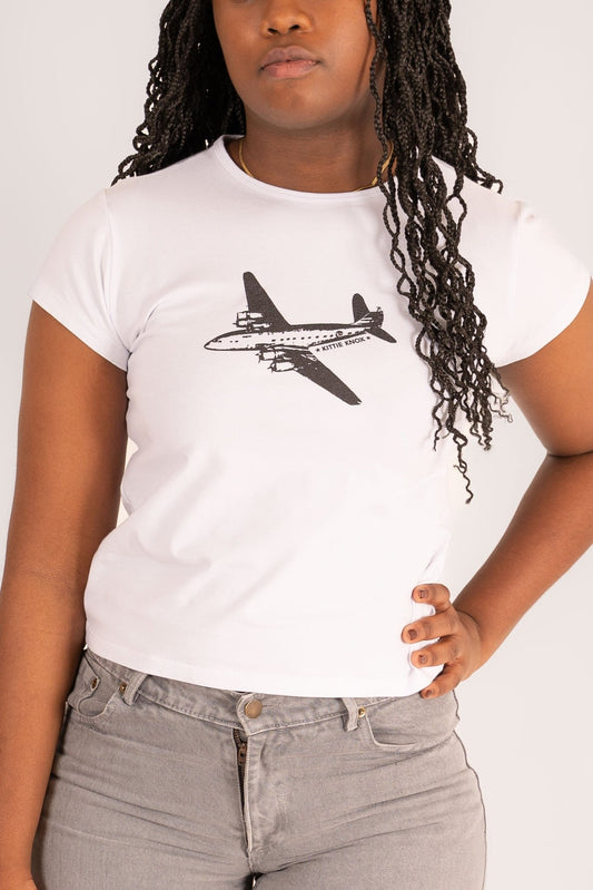 Camiseta avión vintage ajustada - Kittieknoxshop